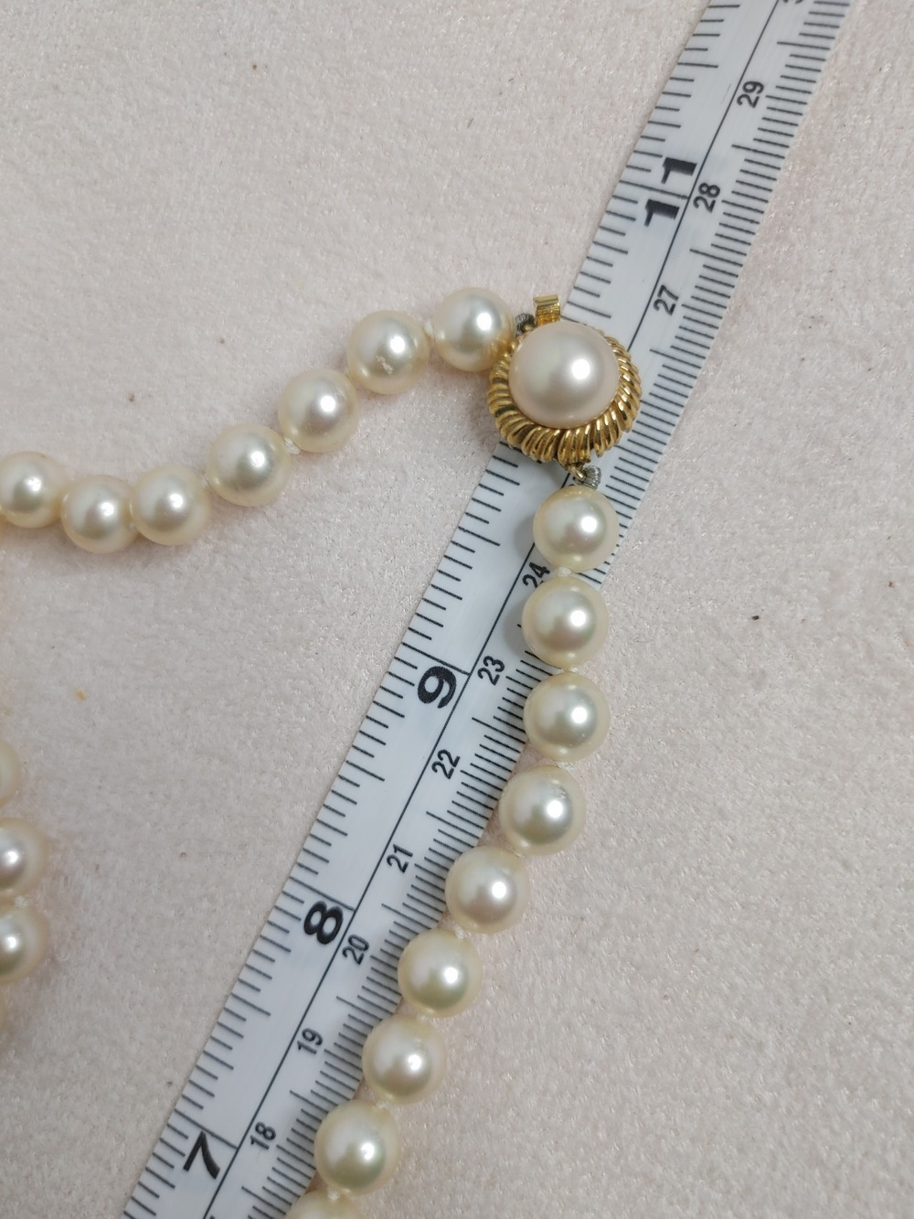 Vintage Majorica Hand Knotted Princess Length Cream Pearl Necklace
